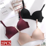 2Pcs/Set Push Up Bra Padded Bras For Women Non-wire Brassiere Sexy Lingerie Solid Color 3/4 Cup Underwear Comfort Intimates