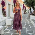 Women's Summer Halter Neck Long Dress Dot Print Sleeveless Backless A Line Dresses for Beach Party
