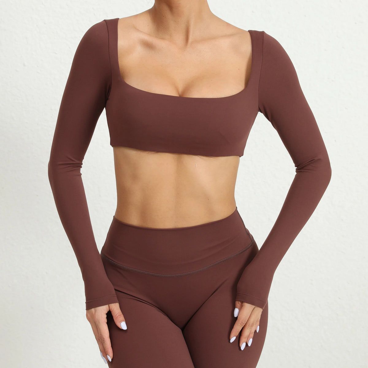 Women Crop Tops Yoga T-shirts Solid Sports Top Long Sleeve Running Shirts Quick Dry Fitness Gym Sport Gymwear