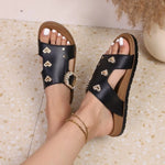 NEW Summer Sandals Women Slippers Platform Leather Fittings Metal Buckle Slippers Female Casual Sandals