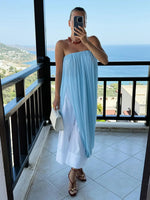 FDYOUI Elegant Solid Color Pleated Skirts for Women 2026 Chic High Slit Long Skirt High Street Office Lady Vacation Party Dress