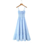 Women's Fashion All-Cotton Strap Long Dress Women's Satin Dress Lace Trim Elegant Evening Wear Dress For Woman Sleeveless GNTG