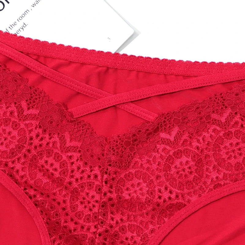 Beauwear Half Transparent Lace Underwear for Women Solid Color Panties Unlined Lingerie