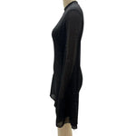 Women's Cape Sleeve Dress Mock Neck Bodycon Mini Dress Sexy Shiny Chiffon Cloak Sleeve Cocktail Dress for Wedding Evening Party