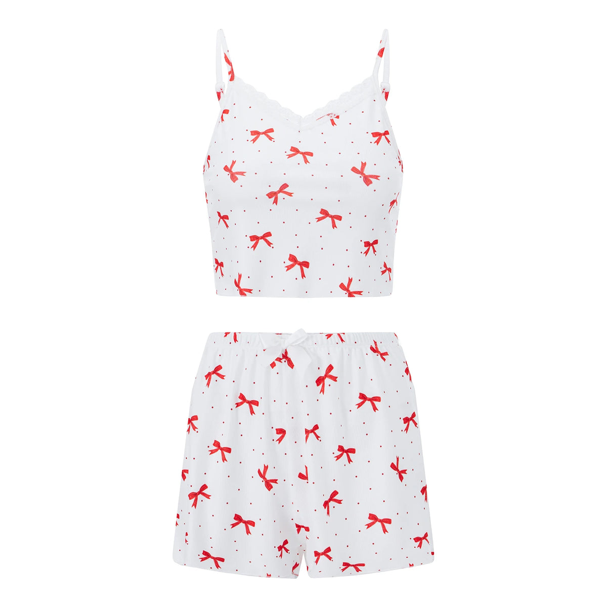Women Pajamas Set 2 Pieces Loungewear Suits Floral Print Lace Trim Camisoles Tank Tops and Shorts Outfits Summer Sleepwear