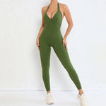 Women's Seamless Yoga Jumpsuits Sports Fitness Peach Hip-lifting Beauty Backless One-piece Pocket Tight Workout Gym Bodysuit