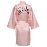 Wedding Party Team Bride Robe With Black Letters Kimono Satin Pajamas Bridesmaid Bathrobe SP001