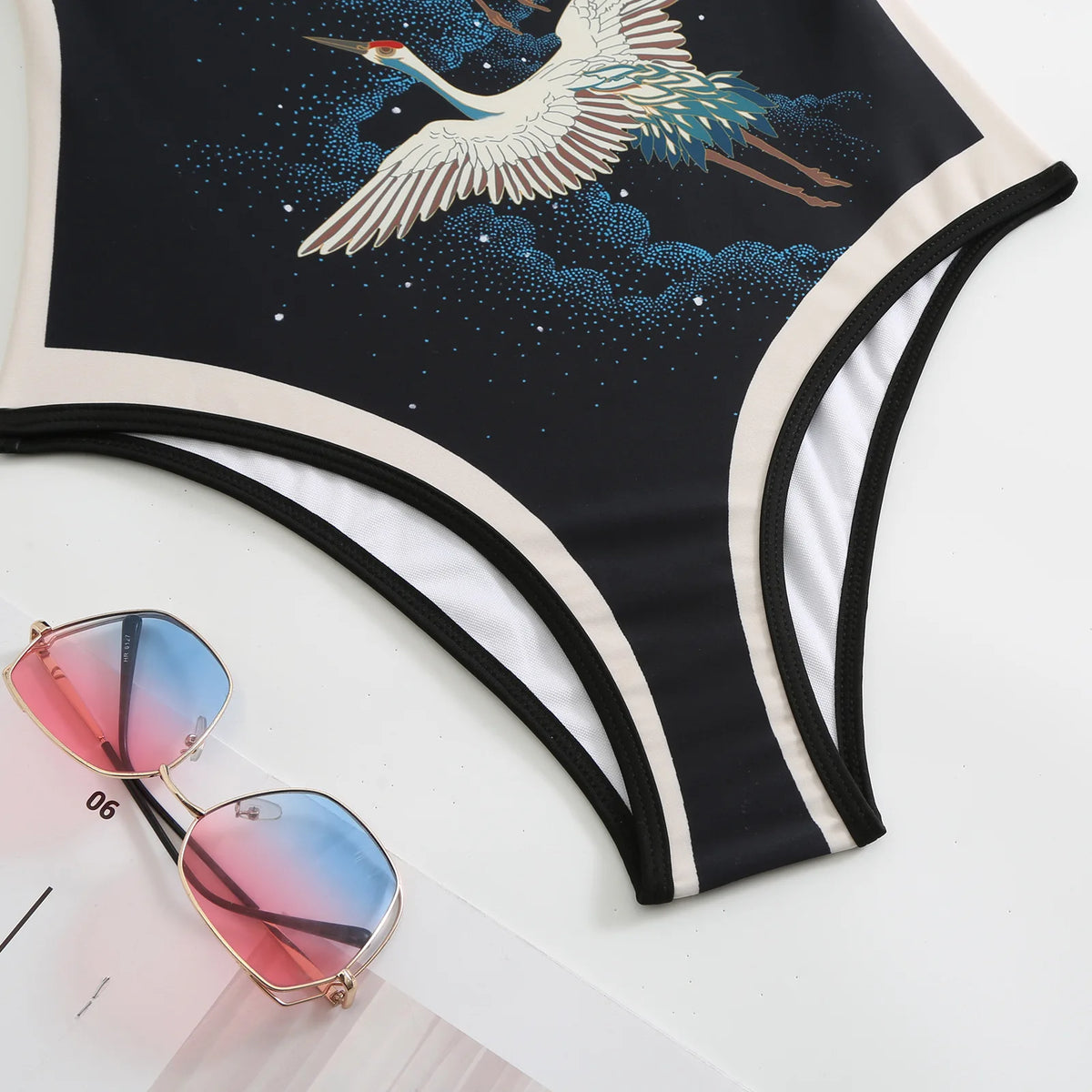 Sexy One-piece Swimsuit with Skirt Swimwear Women Flower Bird Print Body Bathing Suit Beach Swim Pool 2024 Female Swimming Suit