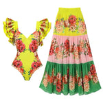 2026 New Arrival Push Up Women Bikini Set Floral Printed Ruffle Bikinis Strappy Bandage Swimwear Brazilian Biquini Bathing Suit