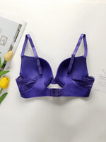 Women's Sexy Solid Color Bra Patchwork Lace With Small Pendant Steel Ring Gathered Push Up Bra Daily Comfortable Casual Bra U314
