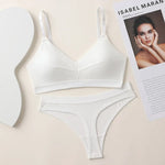 Comfort Cotton Bra Panties Set Women Push-Up Bra Low Waist Thongs Sports Underwear Sexy Lingerie Set Female T-Back Intimates