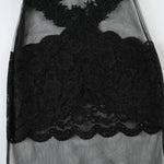 FDYOUI Sexy Lace Patchwork Mesh Long Dress Women Spaghetti Strap See-through Evening Party Dresses White Black Night Club Outfit