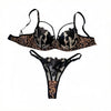 Floral Embroidery Leopard Print Lingerie Set Women Sheer Mesh Underwire Bra And Thong Sexy Underwear ZA825183