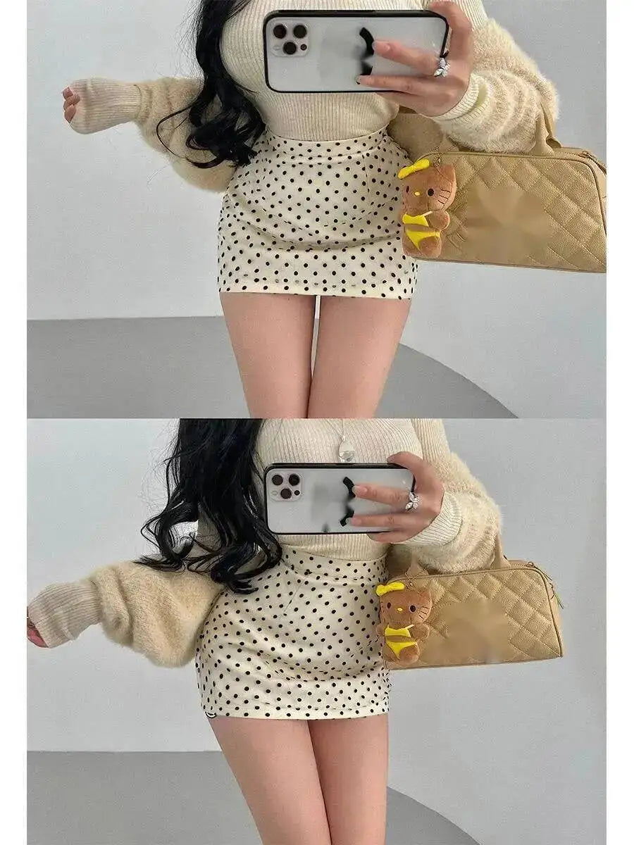 Pure Desire Sweet Girl Sexy High Waist Skinny Plush Point Skirt With Hip Short Sweet Mini Skirt Hot Sexy Korean Women 6P84