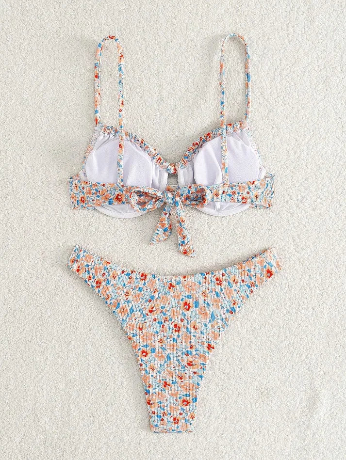New Sexy Floral Print Push Up Bikini 2024 Women Swimwear Female Swimsuit Two Pieces Thong Bikini Set Bather Bathing Suit Beach