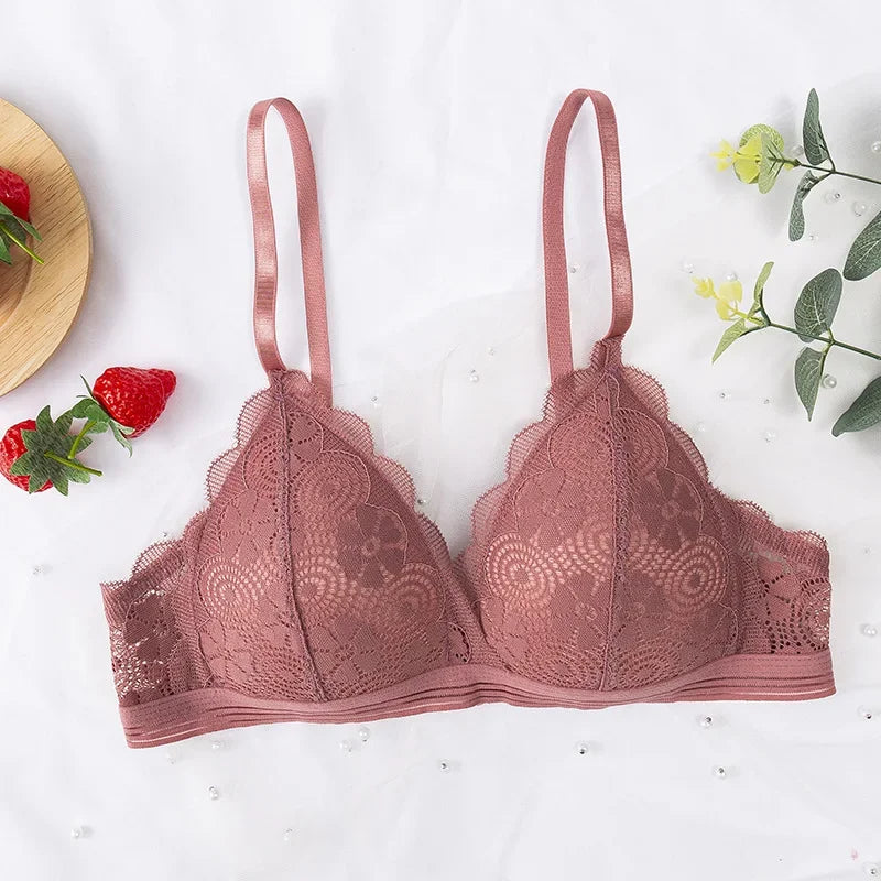 Floral Lace Bras Women Bralette Non-wire Bra Push Up Underwear Back Buckle Brassiere Female Sexy Lingerie