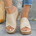 Slippers Women Summer Slides On A Wedge Shoes Heeled Mules Platform Fashion Pantofle High Luxury 2026 Slippers Women Summer On A