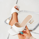 2026 Summer New Fashion Women High Heels Slippers Square Toe Shoes for Women Design Open Toe Slingback Slides Female Zapatos
