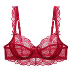 Logirlve Ultrathin Bra Transparent Brassiere Sexy Underwear Plus Size Cup Embroidery Women Lingerie Lace Bras Hollow out