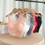 Lace Bras Top Women Sexy Deep V Neck Lingerie Wire Free Tank Tops Female Underwear V Back Bralette Tops Padded Camisole