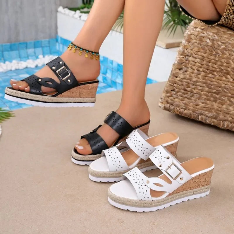2026 New Women Slippers Plus Size Fashion Wedge Sandals Casual Platform Walking Shoes Comfortable Beach Shoes