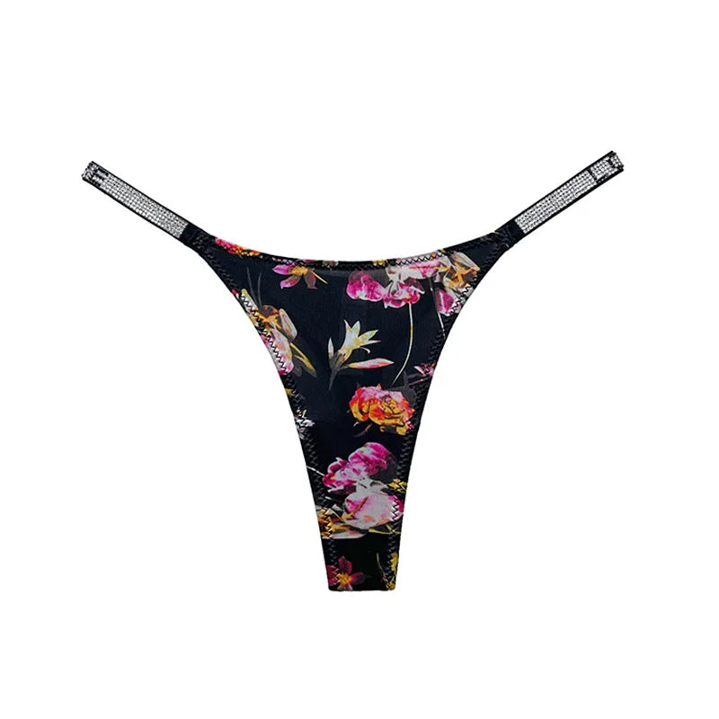 Sexy Panties Women Thongs Rhinestones G string Letter Diamonds Sports Thong Low Waist Briefs T-back Fitness Size S-XL