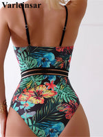 S - XL Leaves Printed Underwired With Bra Cup Women Swimwear One Piece Swimsuit Female Monokini Bather Bathing Suit Swim V5466