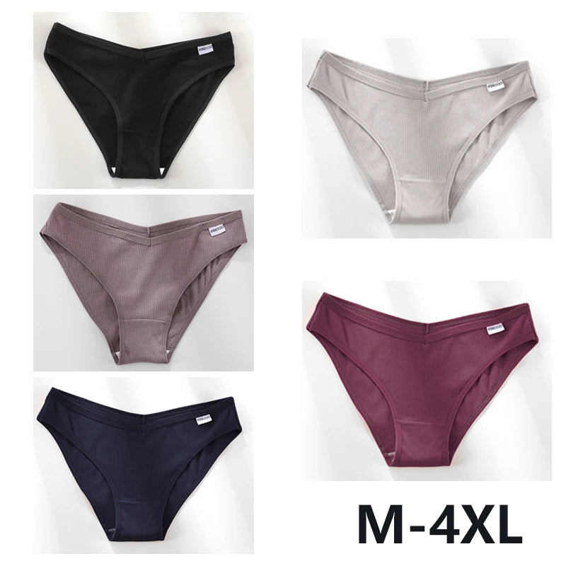 5Pcs Women Cotton Panties V-Belt Ladies Soft Female Sexy M-4XL Low-Rise Panties Bikini Underwear Comfortable Lingerie 2024