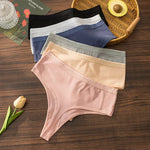 1PC Thongs Women Cotton Panties Female High Rise G-String Sexy High Leg Cut Bikini Solid Color T-back Breathable Lingerie S-L