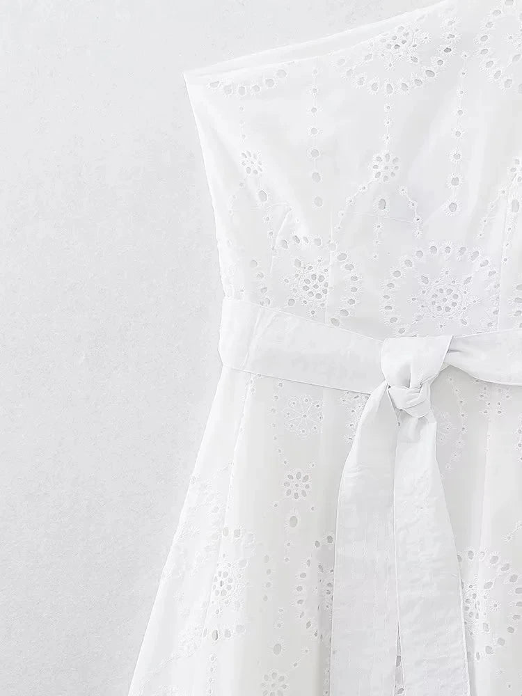 Foridol White One Shoulder Autumn Cotton Dress Women Winter Casual Dress Vestidos Maxi New Embroidery Boho Beach Dress Holiday