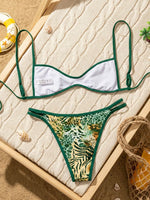 New Flowers Printed High Leg Cut Bikini Female Swimsuit Women Swimwear Two-Pieces Bikini Set Bather Bathing Suit Swim