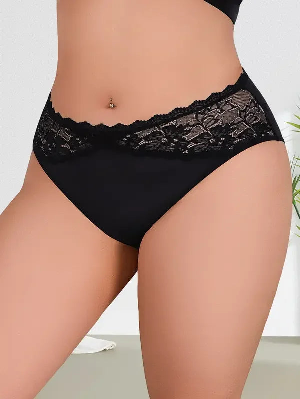 1pcs Plus Size 1XL-4XL Mid Waist Sexy Lace Lady Briefs Underwear Solid Floral Panties Breathable Comfortable Sexy Lingerie