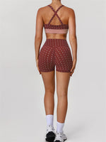 Summer Red Polka Dot Print Yoga Sets Women V Neck Shockproof Sports Bra High Elasticity Hip Lifting Shorts Running Fitness Suits