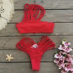 New Bandage Stripes Brazilian Bikini Swimwear Women's Swimsuit Two Piece Set Female Sexy Lace up Mujer Beachwear Summer