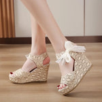 2026 Women's Wedges Sandals SummerMesh Peep Toe Platform High Heel Women Sandals