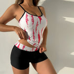 2026 Summer Women's Tank Bikini Set High Wasit Shorts Tankinis Beachwear Sexy Backless Monokini Print Bathing Suit Femme Biquini