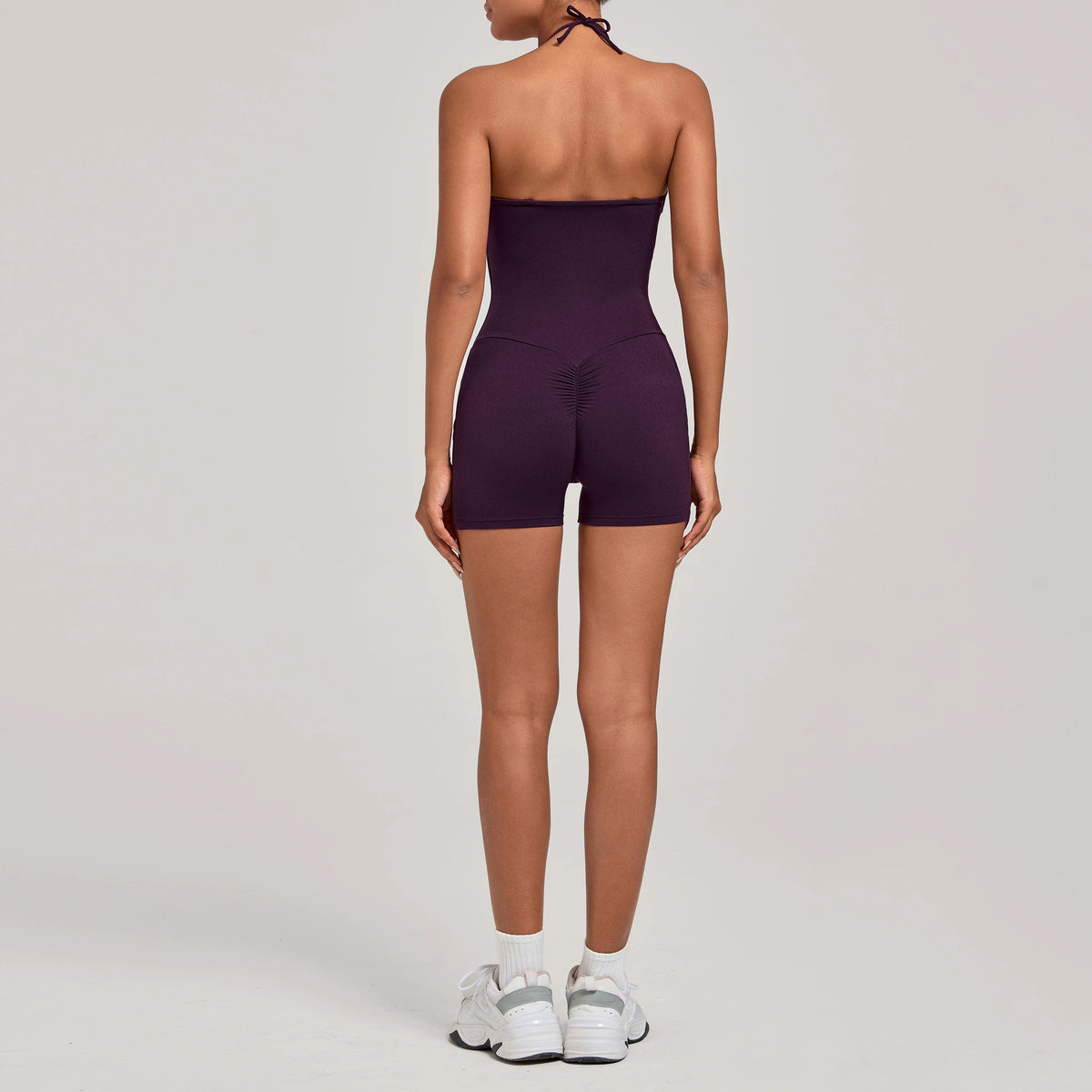 Womens Two Way Wear Bodysuit Sleeveless Yoga Stretch One Piece Romper Sexy Fitness Side Pockets Sportwears Bodysuit