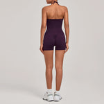 Womens Two Way Wear Bodysuit Sleeveless Yoga Stretch One Piece Romper Sexy Fitness Side Pockets Sportwears Bodysuit