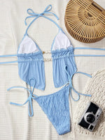 S - XL Wrinkled Tankini Halter Micro Bikini Women Swimwear Female Swimsuit Two-pieces Bikini Set High Cut Bathing Suit Swim Lady