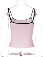 FDYOUI Y2K Camisole Tops for Women Spaghetti Strap Letter Print Pink Corset Y2K Streetwear Girls Backless Cropped Tank Top Black