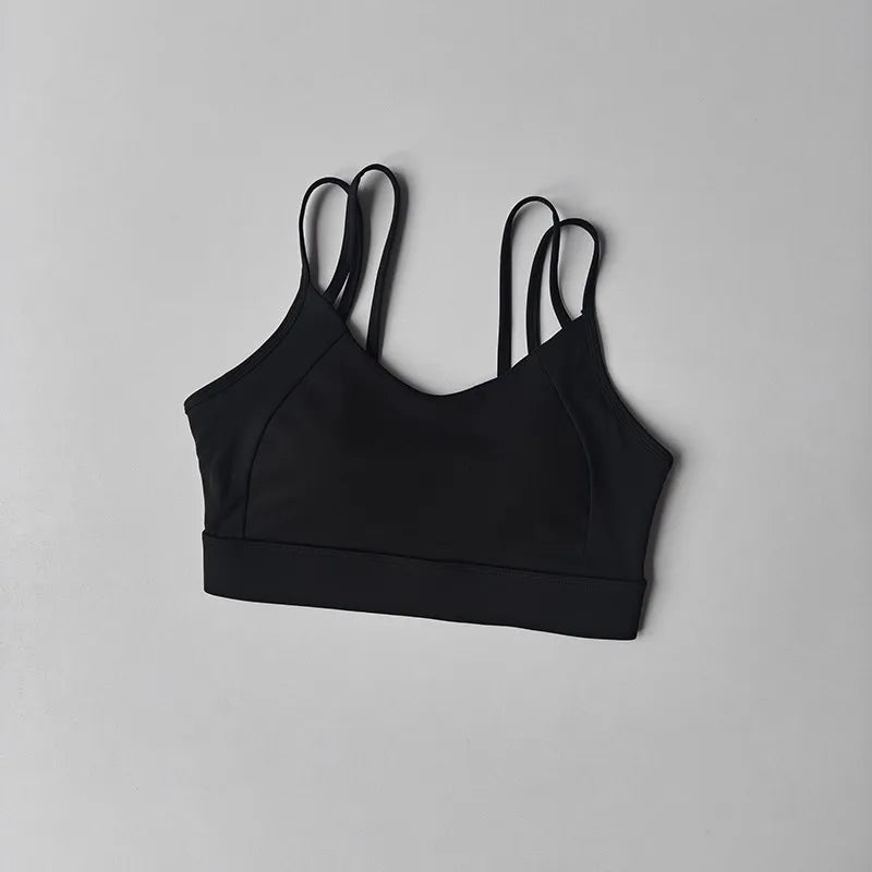 Women's Yoga Sports Bra Shock-Absorbing Gathered Front with Fine Strap Detailing Beautiful Back Design for Running Fitness Vest