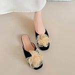 Women's Slip-On Sandals 2026Summer New Floral Closed-Toe Half Slippers,Elegant Style,Perfect with Dresses,Gentle Summer Footwear