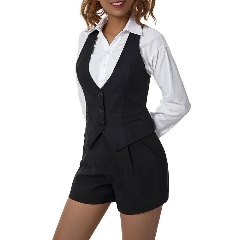 Women WaistcoatVintage Sleeveless V Neck Button Down Vest Blazer Fashion Top