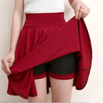 Women Flared Skirts Summer Basic Skirt Fashion Dancer Uniform Versatile Black Safety Pants Skirt Elastic Pleated Skirt Long 45CM