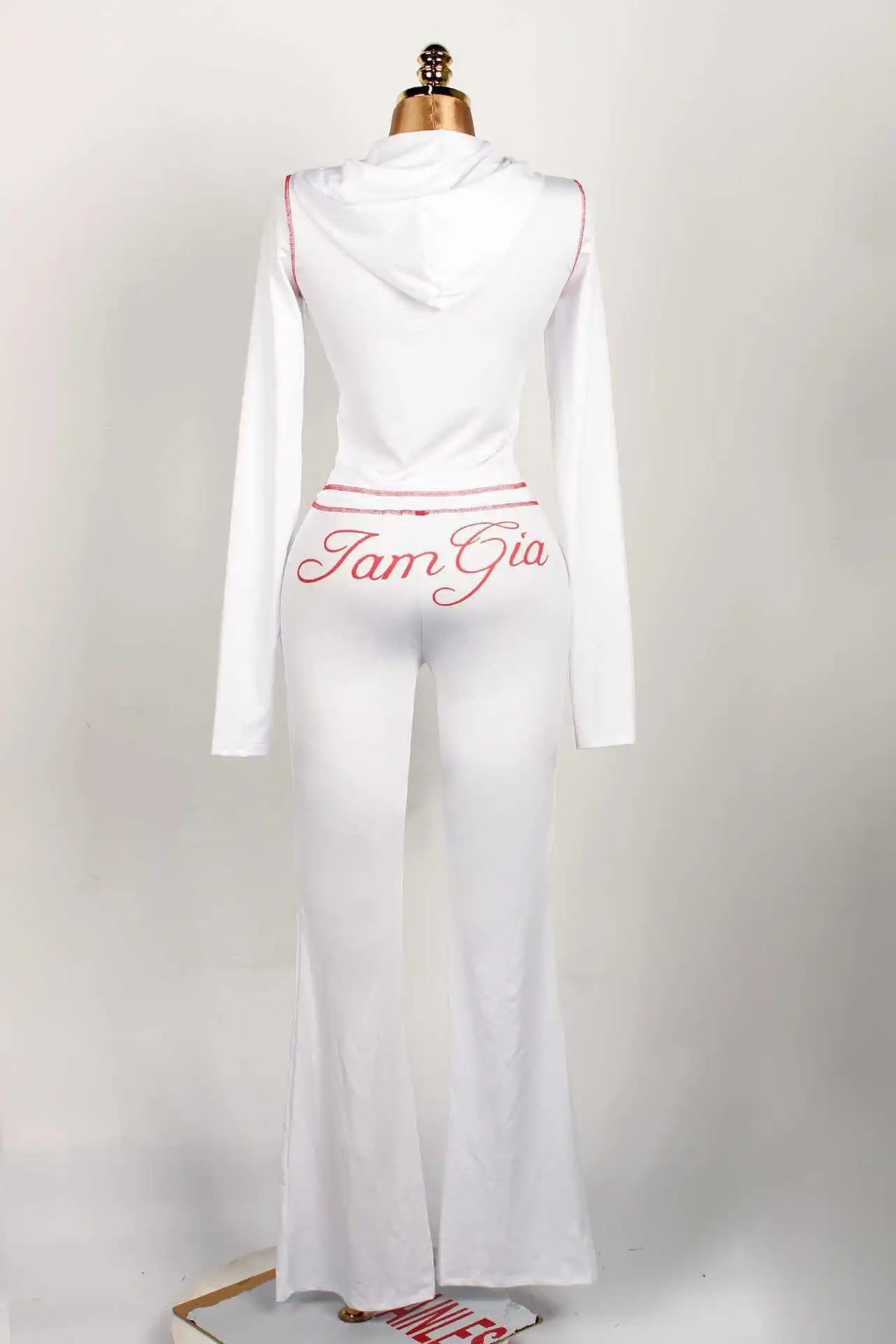 2026 New Women Ins Fashion Solid Color Sexy Straight Shoulder Contrast Stitch Long Sleeve 2 Piece Outfit