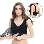 Front Cross Buckle Lace Bra Adjustment Gathering Women's Underwear Yoga Running Vest Seamless Without Steel Ring Brassiere