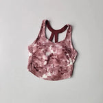 Women's Elegant Printed Yoga Sports Vest Shock Resistant Fitness Outerwear Beautiful Back Cross Shaped Design