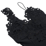Womens Sexy Deep V Suspender Dress Lace Patchwork Slim Open Back Casual Dresses Summer High Waist Side Slit Midi Bodycon Dress