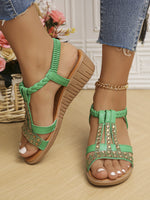 Shoes for Women Summer Women Wedge Bohemia Rhinestones Casual Platform Sandals Female Peep Toe Outdoor Beach Shoes 2026