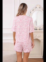 Leopard Print Pajama Set for Women Summer Sexy Crop Top and Shorts Loungewear Loose Short Sleeve Sleepwear Home Outfit